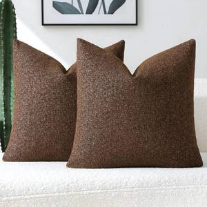 lot 8671 image: FUTEI Coffee Chenille Decorative Throw Pillow Covers 20x20 Inch Set of 2,Soft Chenille Jacquard Textured Cushion Case,Modern Home Decor for Couch Living Room