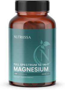 lot 8680 image: Nutriissa 12-in-1 Full-Spectrum Magnesium Complex   2950 mg Magnesium Blend Providing 540 mg Elemental Magnesium   Featuring Magtein , Glycinate, Taurate & Malate   EPEB Certified   120 Vegan Capsules