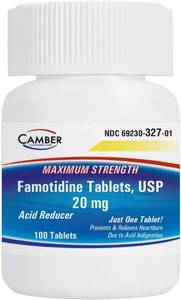 lot 8683 image: Camber Famotidine Tablets 20 mg Maximum Strength Acid Reducer for Heartburn Relief 100ct
