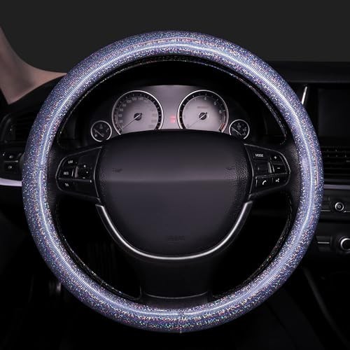 lot 4992 image: GXT Bling Steering Wheel Cover, Bling Crystal Rhinestone Car Steering Cover Universal 14.2-15.3 Inch Glitter Car Wheel Cover Sparkling Accessories