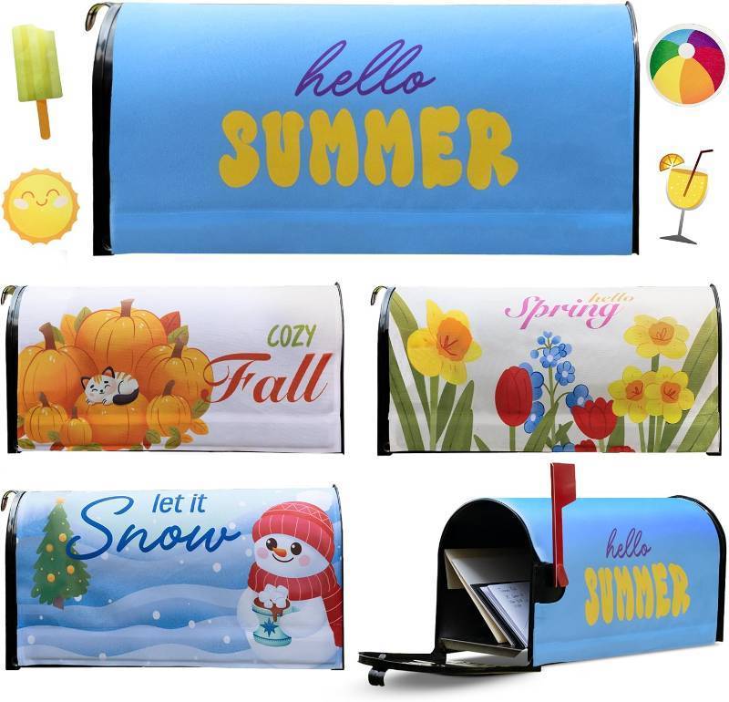 lot 5352 image: Magnetic Mailbox Covers - Magnetic Mailbox Cover with Beautiful Welcome Sign Design - Weather and UV-Resistant Decor for 18 x 21 (Pack of 4)