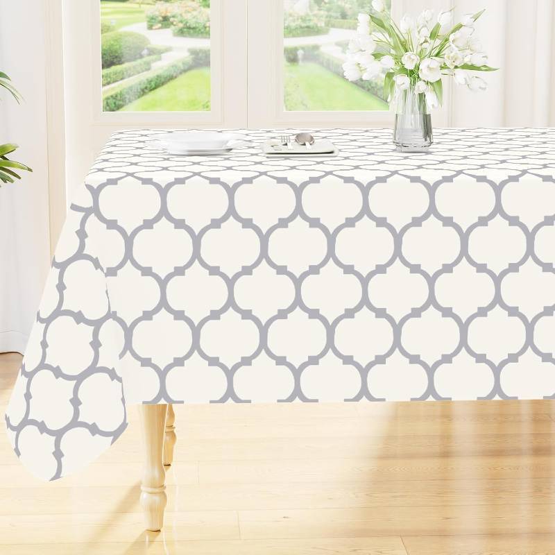 lot 5574 image: Smiry Square Table Cloth, Waterproof Vinyl Tablecloth with Flannel Backing for Square Tables, Wipeable Spillproof Plastic Tablecloths for Dining, Camping, Indoor and Outdoor (54x78, Khaki)