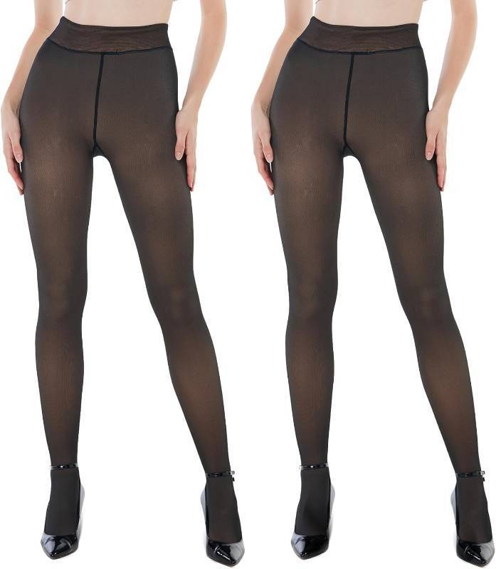 lot 5759 image: EXQUISLIFE Fleece Lined Tights Sheer Women - Fake Translucent Warm Pantyhose Leggings Sheer Thick Tights, for Winter