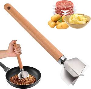 lot 7473 image: Meat Chopper Stainless Steel - 11 Inch Ground Beef Chopper Tool, 304 Metal Meat Masher & Hamburger Smasher with 6 Curved Blades for Making Ground Meat, Mashed Potatoes, Jam and More