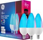GE Cync Smart LED Light Bulbs, Color Changing Decorative Light Bulbs, Indoor WiFi Lights, Matter Compatible, Compatible with Alexa and Google Home, Candelabra Base (3 Pack)