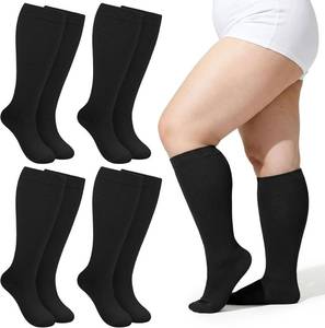 lot 7541 image: Plus Size Compression Socks for Women Men Wide Calf LXL-5XL (15-20mmhg) Knee High Socks Support Compression Stockings for Nurses and Flying