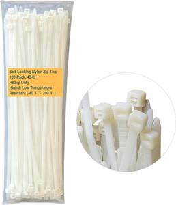 lot 7546 image: Heavy-Duty Self-Locking Nylon Zip Ties 100-Pack (10.24), 48lb Tensile Strength, Extreme Temp (-40  to 200 ), UV & Weather Resistant Indoor Outdoor Cable Ties for Fence & Wire Ducts