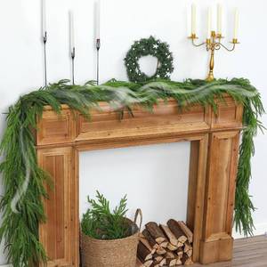 lot 8726 image: 9Ft Scented Christmas Norfolk Pine Garland Real Touch Winter Fir Scent Artificial Pine Greenery Garlands Deluxe Norfolk Cedar Garland for Holiday Indoor Table Fireplace Wall Mantle Stair Home Decor