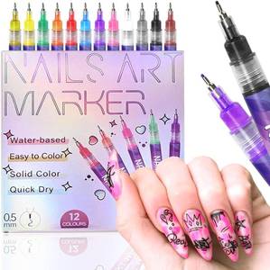 lot 8729 image: RIICFDD 12 Color Nail Art Markers Waterproof Quick-Dry Nail Polish Pens Acrylic Paint Nail Art Pens Set 0.55 mm Fine Tip Nails Art Pen for Women Girls DIY Nails Art Design Supplies
