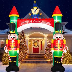 lot 8769 image: 10FT Christmas Inflatable Archway, Inflatable Nutcracker Soldiers Christmas Blow Up Yard Decorations with Built-in LEDs for Xmas Party Garden Lawn Decor
