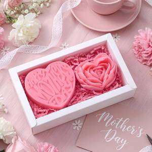 lot 8774 image: 2 Pack Mothers Day Gifts for Mom Floral Heart Soap Set from Daughter Son Spa Gift Basket Flower Soap with Natural Ingredients, Self Care Package Birthday Gift for Women