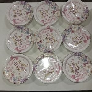 lot 8787 image: 9 Pakcs of 50PCS Happy Mothers Day Paper Plates - Colorful Wildflowers 7Inch Dessert Plates, Disposable Floral Theme Dinner Decorations for Mothers Day Birthday Party Supplies