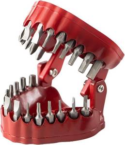 lot 8790 image: Denture Drill Bit Holder, Bit Organizer Denture Model Holds Up To 28 Bits Screwdriver Fits 14 Inch Hex Bit and Drive Bit Adapter