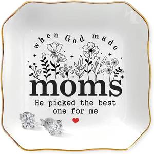lot 8809 image: 9 Packs Tiny Detalles Jewelry Dish Mother s Day for Mom   Birthday Gifts for Mom Nana Gigi, Ceramic Ring Dish for Mothers Day Decorations, Thank You Mother In Law Step Mama Gift, Christian Gifts for Women