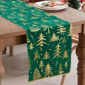 lot 9015 image: 4 packs Christmas Blue and Silver Table Runner Tree Xmas Luxurious Seasonal Winter Table Decoration Coffee Table Decor for Home Kitchen Dining Party Holiday Indoor Outdoor 13x90 Inch