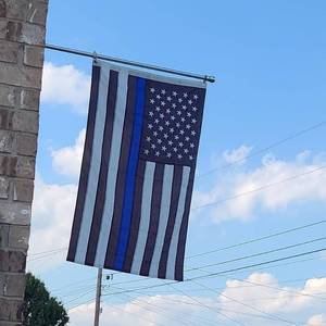 lot 9029 image: Thin Blue Line Flag 3x5 Ft Outdoor Embroidered Star Police Flag Heavy Duty Back the Blue Flags High Wind Blue Lives Matter Flags with 2 Brass Grommets
