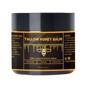 lot 9037 image: Beef Tallow for Skin, Beef Tallow for Face Natural Grass-Fed Beef Tallow Moisturizer  Deep Hydration with Organic Raw Wild Honey & Beeswax  Face & Body Formula  Lightly Scented