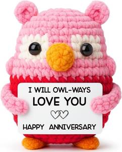 lot 9098 image: Pink Owl Crochet for Wife, Handmade Romantic Keepsake from Husband, Cute Mini Collectible to Celebrate Marriage Love, Unique Valentine s Day or Birthday Present for Her