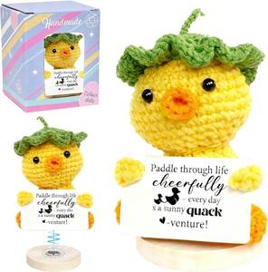 lot 9112 image: homyfort Positive Crochet Duck, for Mom, Emotional Support Animal for Friends, Birthday Gift for Boyfriend Girlfriend Wife Husband