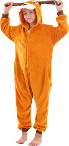 lot 9124 image: Animal Onesie Costume for Kids Halloween Costumes for Girls Boys Cosplay Outfit Orange Dog M