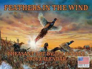 lot 9132 image: 5 Jim Hansel Pheasant Bird Calendars 2026 Monthly Hunting Gifts for Hunters Men Wall Calender 12 Month  American Made In The USA