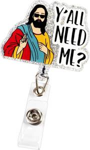 lot 9134 image: LOT OF 19 - Yall Need Me Retractable Badge Holder Clip, Funny ID Name Tag Card Badge Reel Accessories Medical Assisatant Teacher Office Hospital Nurse Nursing Gift