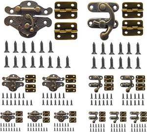 lot 9144 image: EAEDMY 36 Sets Retro Jewelry Box Hinges and Latches Hardware, Small Bronze Brass Latch for Wooden Jewelry Box and Decorative Cabinet, with Matching Screws Kit(Catch12  Hinges24) (36)