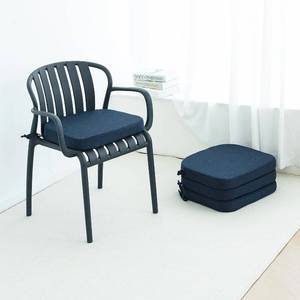 lot 8812 image: Helios&Hestia Indoor Dining Chair Cushions with Ties for Kitchen, Outdoor Seat Pads with Removable Cover, Non-Slip Bottom, Waterproof, High-Resilient Foam, 17 x 16 x 2, Set of 4, Navy Blue