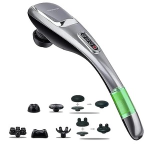 lot 8817 image: MEGAWISE Cordless Back Massager for Shoulders, Waist, Legs, Rechargeable 3200mAh Battery, 5 Speed and 5 2 Massage Nodes 5 Hard, 2 Soilicone Nodes, Ma