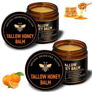 lot 8854 image: FOUR TOTAL&nbspOrganic Beef Tallow for Skin, Grass Fed Tallow and Honey Balm for Face, Tallow Face Moisturizer with Raw Honey,Natural Soothing Moisturizing Cream for Dry Sensitive Skin(Citrus)