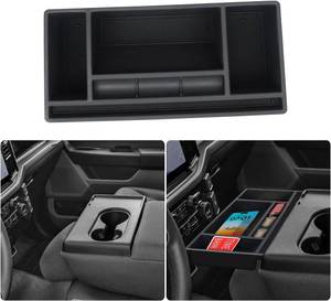lot 8855 image: Hellet Upgrade Front Center Seat Headrest Organizer for Ford 2011-2026 F150 F250 F350 F450 F550 F650 Accessories Coin Container Storage Box with Non Slip Silicone Mat (Jump Seat Only)