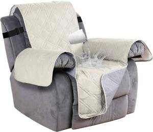 lot 8871 image: Turquoize Waterproof Recliner Chair Cover for Small Recliners Pet Quilted Sofa Covers for Leather Non Slip Furniture Protector Soft and Cotton Finish Crafted Sofa Recliner Protector, Recliner, Beige