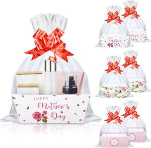 lot 8902 image: Resurhang 6 Set Happy Mothers Day Baskets for Gifts Empty to Fill with Cellophane Wrap Ribbons Bows 10 x 7.9 x 3.2 In Rose Cardboard Basket Tray for Women Her Mom May Day Birthday Gift Packaging
