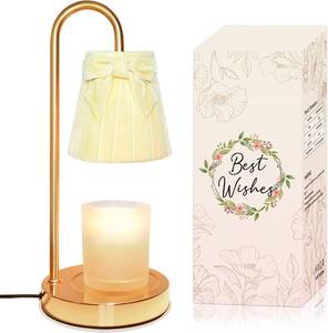 lot 8953 image: Cute Coquette Bow Candle Warmer Lamp, Dimmable Flannel Candle Warmer with Timer & 2Bulbs, Womens Gifts for Birthday, Unique Home Decor for Bedroom Holiday Aesthetic (Light YellowCandles not Included)