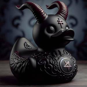 lot 8961 image: Duck Goth Decor Satanic - Gothic Resin Duck Statue for Halloween Car Accessories, Punk Rock Collectibles, Unique Collectible Gifts, Dark Satanic Gifts & Desk Ornaments