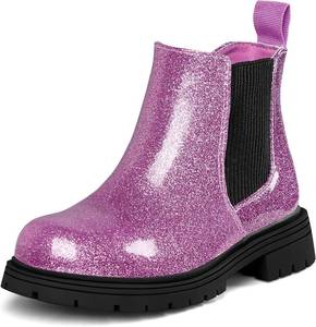 lot 8965 image: K KomForme Girls Glitter Ankle Boots Side Zipper Chelsea Booties Lug Sole (ToddlerLittle KidsBig Kids) SIZE 2