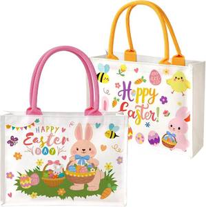 lot 8987 image: MUOUAKATE 2 Pack Easter Bags with Handles, Canvas Easter Tote Bags, Reusable Empty Spring Gift Basket Bags for Egg Hunt Treat Goodie Candy Gifts Stuffers Wrapping  Reusable