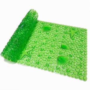 lot 9154 image: Starfish and Seashells Bath Tub Shower Mat Bathtub mat Non Slip Kids, Suction Cups and Drain Holes to Keep Tubs Clean,Bath mat,Toilet Non-Slip mat Clear Green Translucent