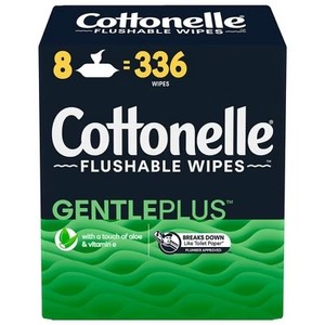 lot 9159 image: Cottonelle GentlePlus Flushable Wipes, Rigid Flip-Top, 336 Ct