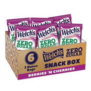 lot 9179 image: Welchs Zero Sugar Fruity Bites, Berries n Cherries Snack Box, Gluten Free & Sugar Free Snacks, 3oz Snack Packs (Pack of 6)