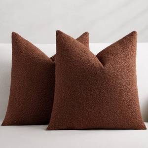 lot 9180 image: Fall Decorative Throw Pillow Covers 20 x 20 Inch, Set of 2, Thanksgiving Autumn Harvest Decor Boucle Cushion Pillow Cover for Couch Bedroom Sofa Living Room, Burnt Orange