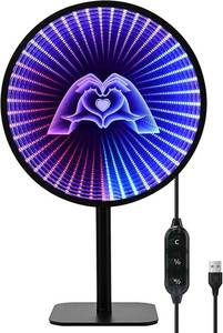 lot 9186 image: Infinity Mirror Night Light,3D Heart RGB 16 Million Colors Desk Lamp for Bedroom Game Room Decoration, Gaming Gifts for Kids Boys Gamers Men Teen Boyfriend BF Birthday Anniversary