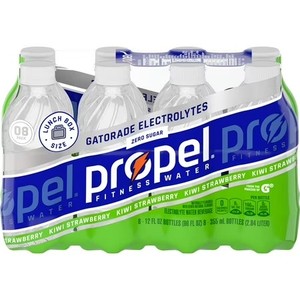 lot 9206 image: Propel Electrolyte Enhanced Water Sports Drink, Kiwi Strawberry Flavored, Zero Calorie & Zero Sugar Hydration, 12 fl oz, 8 Count Bottles