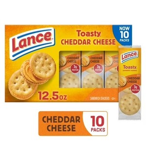 lot 9244 image: Lance Sandwich Crackers, Toasty Cheddar, 10 Individually Wrapped Packs, 6 Sandwiches Each
