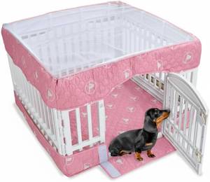 lot 9259 image: PJYuCien Dog Playpen Bottom Pad and Cover Fits for 36 Inch 4 Panels Exercise Pet Pen, Pink