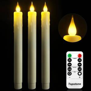 lot 9271 image: Topstone Remote Control Taper Candles Set,9.5 Inch Elegant Dripless Taper Candles with Timer & Dimmer, Remote for Home Decor, Wedding, Dining, Party,Warm Yellow Light,Set of 3