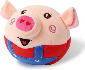 lot 9290 image: Interactive Dog Toys, Jumping Pig Dog Toys with Bounce, Recording and Music Modes, Active Moving Pet Plush Toy, Washable Cartoon Pig Plush Toy for PuppiesSmallMediumLarge Dogs (Red)