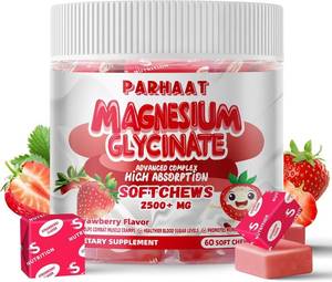 lot 9292 image: Magnesium Glycinate Soft Chews, Strawberry Flavor.Chewable Sugar Free Potassium Magnesium Chews with Magnesium Glycinate, Vitamin D, B6, and CoQ10 for Calm Support & Sleep for Adults, 60 Days Supply