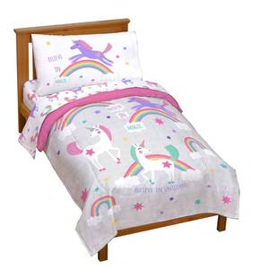 lot 9323 image: Jay Franco Trend Collector Believe 4 Piece Toddler Bed Set - Includes Comforter & Sheet Set - Super Soft Fade Resistant Microfiber Bedding