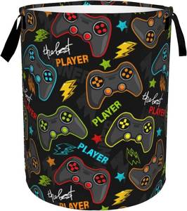 lot 9335 image: Game Controller Collapsible Laundry Basket,Player Gamepad Bedroom Waterproof Laundry Hamper,Bathroom Large Storage Bag,College Dormitory Living Room Nursery Organizer Toy Bin 16 x 20